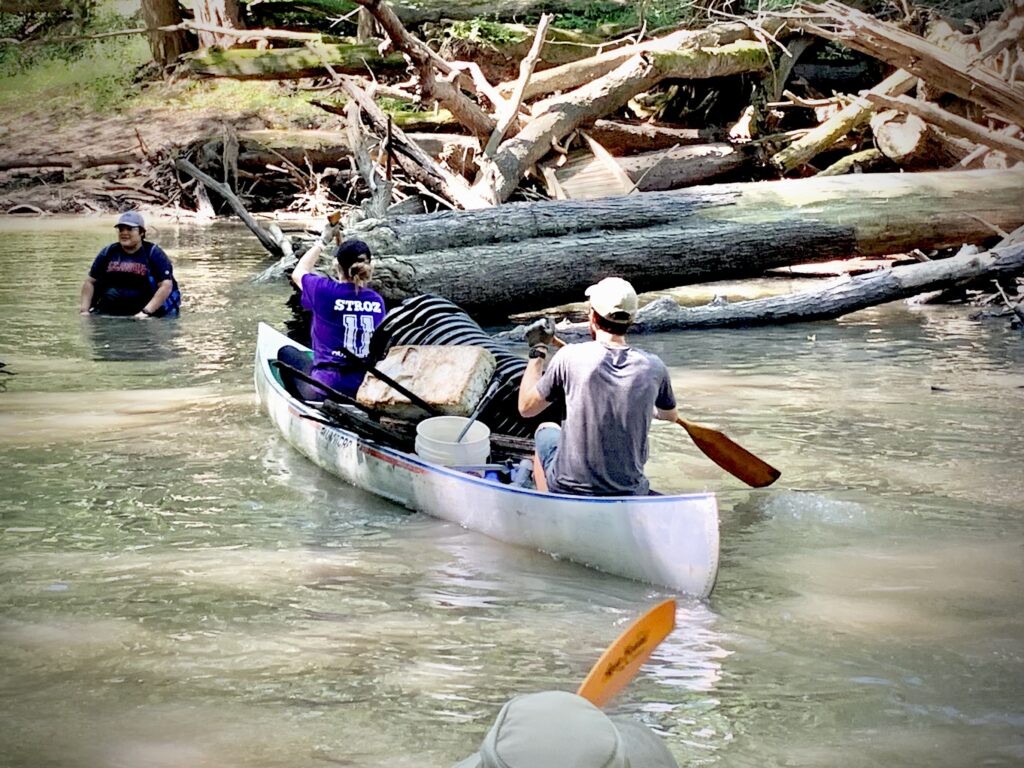 Canoe full of trash